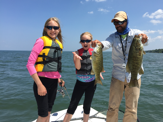 Chicagoans Meredith and Claire had some good fun on Chequamegon Bay this week catching smallmouth and enjoying some beach time out at Long Island. “Hard to ignore swimming when the water is 75 degrees,” said their guide, Luke Kavajecz of Ashland’s Anglers All. “It was a fun day for sure!” (Photo courtesy of Luke Kavajecz)
